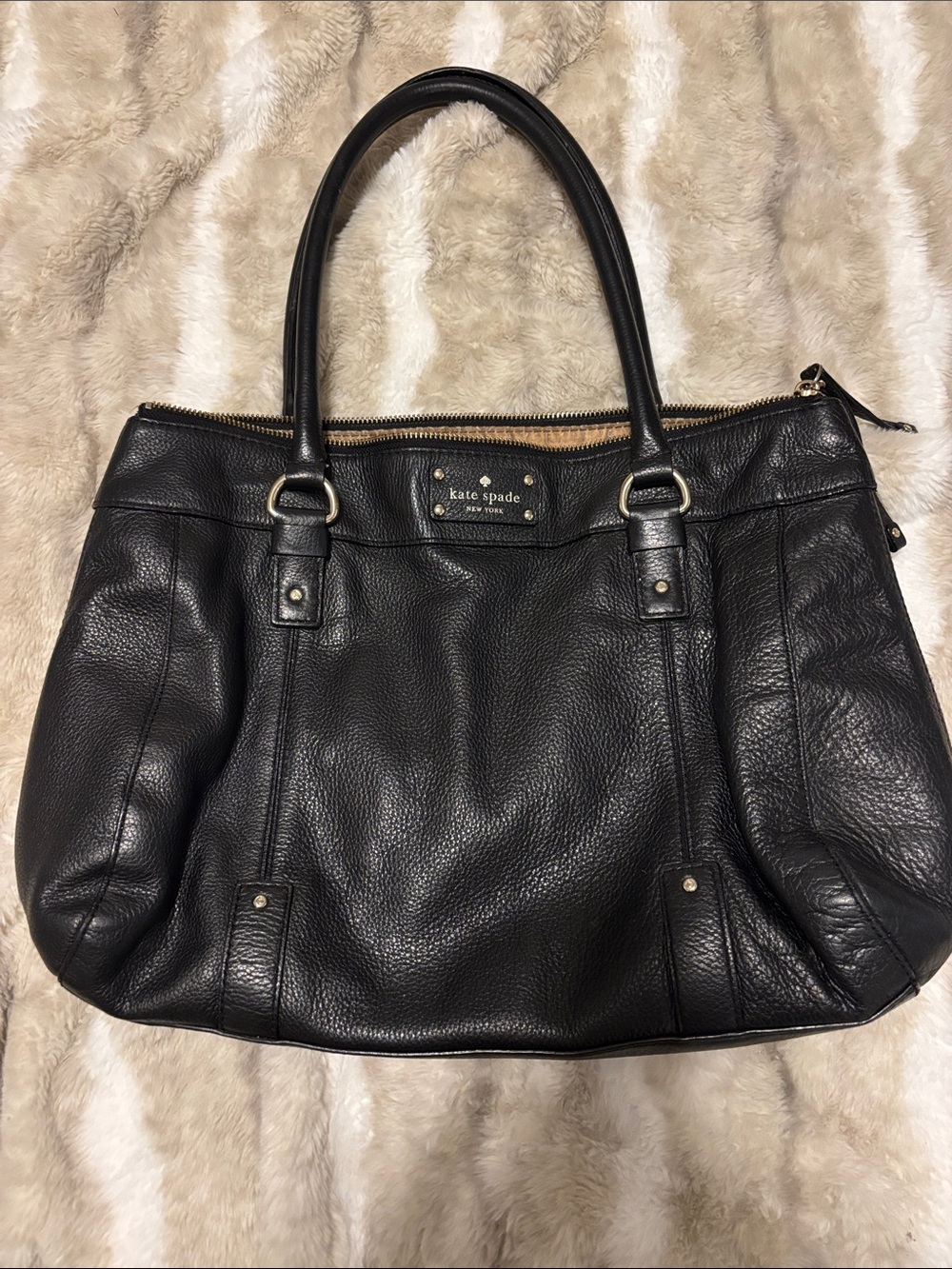 kate spade Black Pebbled Leather Satchel Tote
